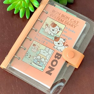 Bon Bon Cat Schedule Book Planner Peach Color Binder Calendar Monthly Weekly Notes Address Memo Notes Vintage bonbon image 1