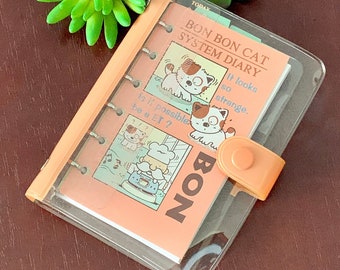 Bon Bon Cat Schedule Book Planner  Peach Color  Binder Calendar Monthly Weekly Notes Address Memo Notes Vintage bonbon