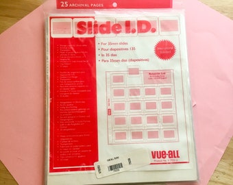 Slide I.D.  25 Archival Pages  Transparent Slide Saver Pages  Storage Pages for 35 mm Film Slides   for Album Binder Photography