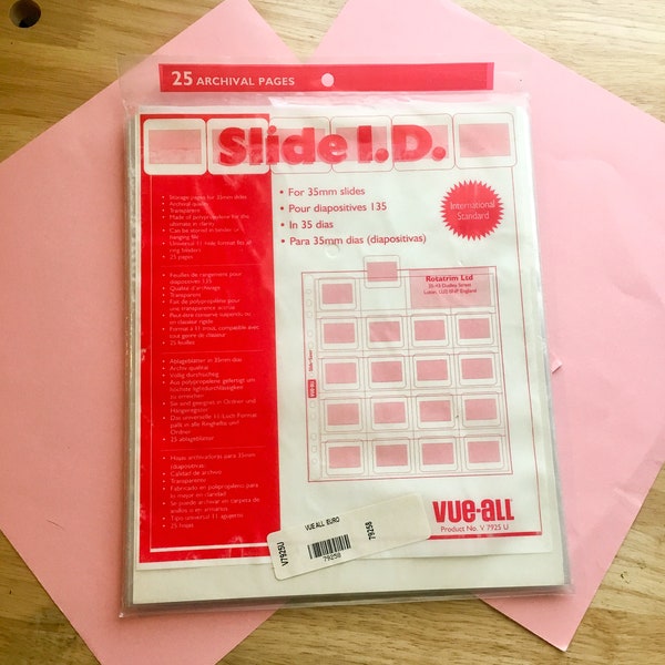 Slide I.D.  25 Archival Pages  Transparent Slide Saver Pages  Storage Pages for 35 mm Film Slides   for Album Binder Photography