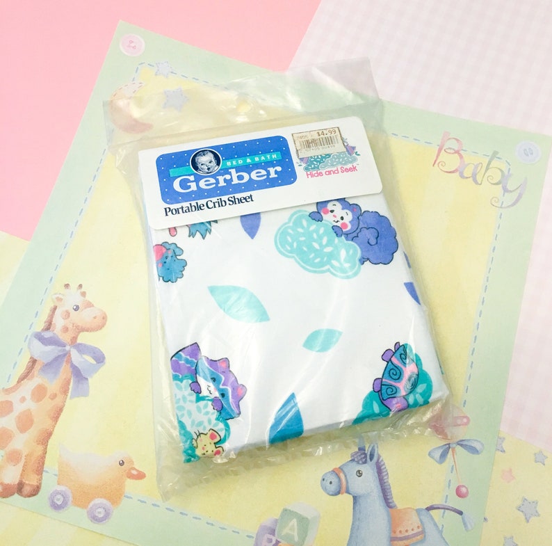 Unopened Gerber Portable Crib Sheet Hide And Seek Fits Etsy