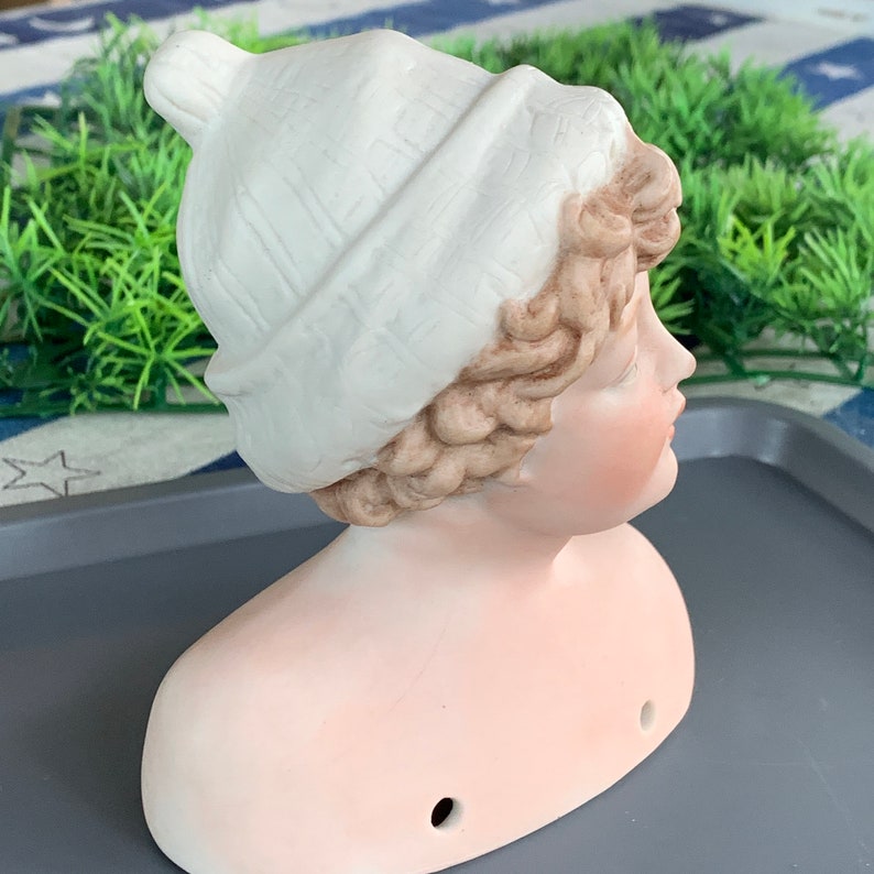 Doll Head with Beanie Hat 4 12 inches tall With Socks Shoes Legs 3 inch Light Brown Blonde Hair Not a toy not for small children