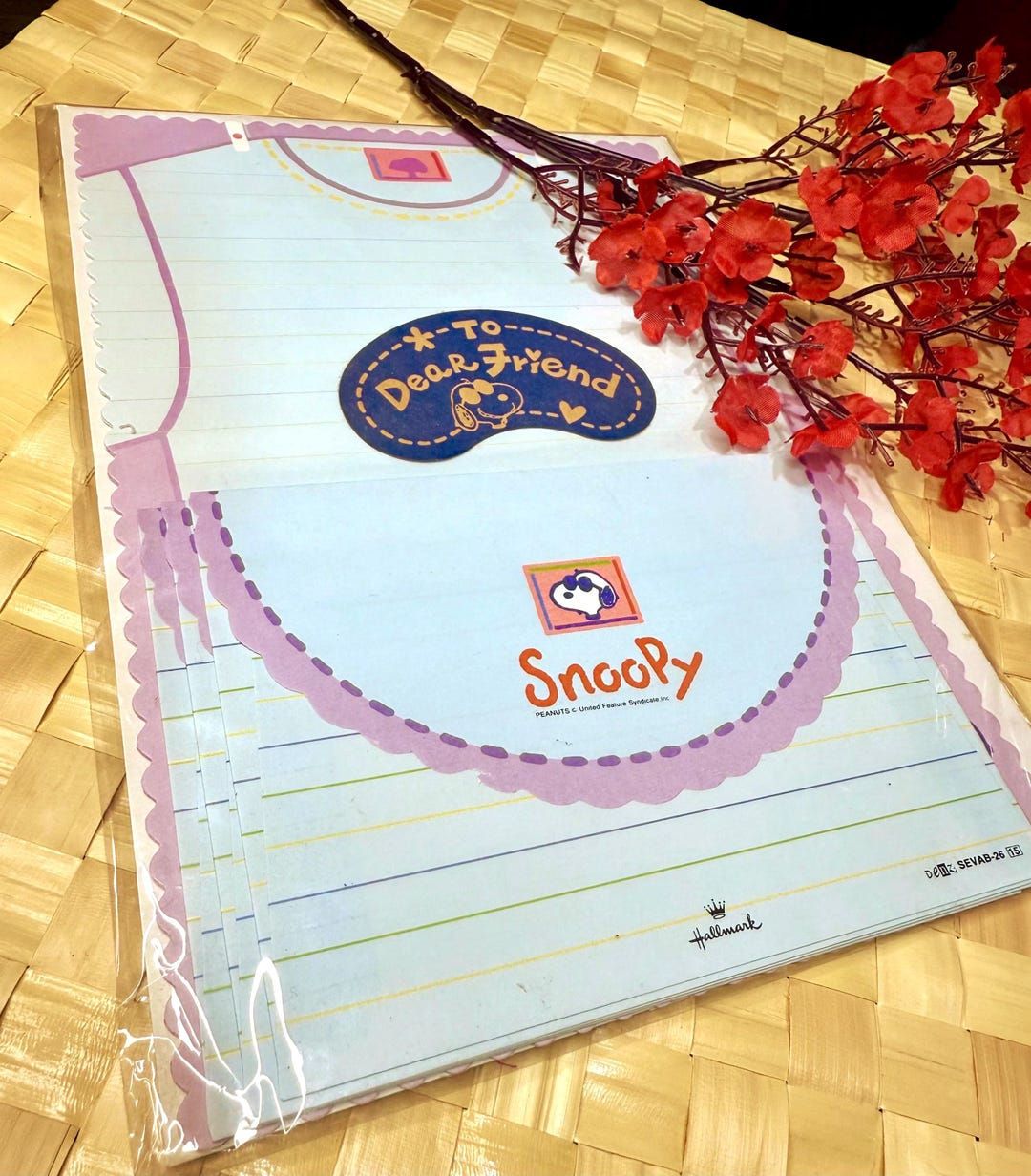 Peanuts Snoopy Stationery Set 8 Sheets 4 Envelopes 8 Memos New Old ...