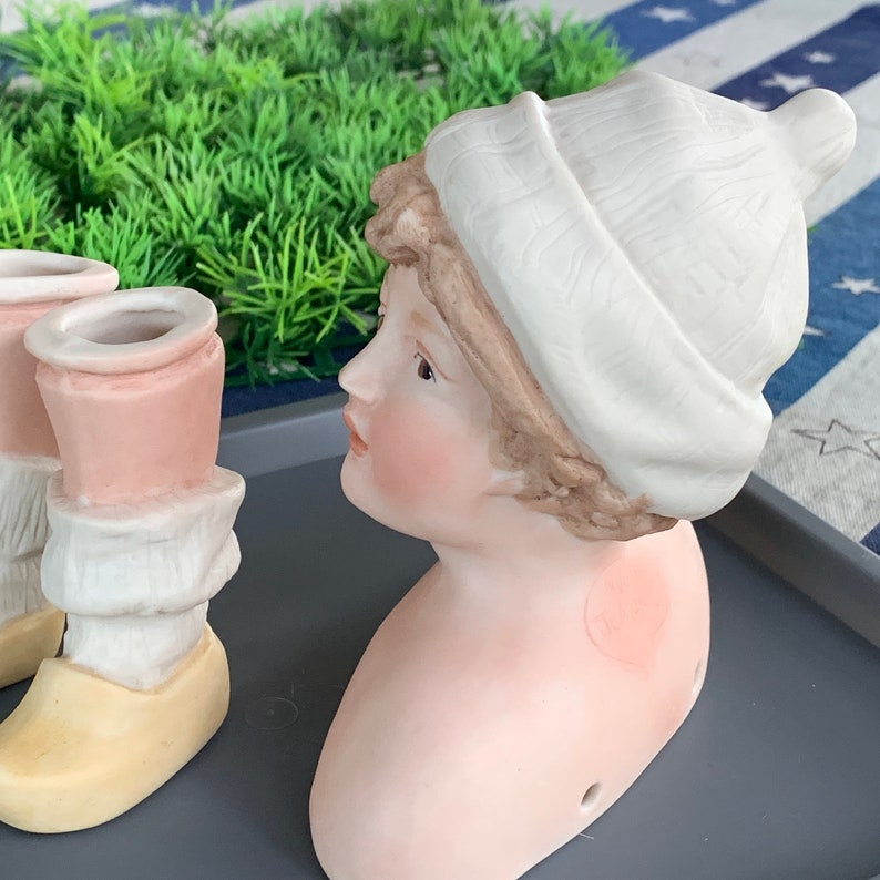 Doll Head with Beanie Hat 4 12 inches tall With Socks Shoes Legs 3 inch Light Brown Blonde Hair Not a toy not for small children