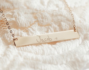 Personalised Own Handwriting Name Bar Necklace