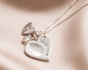 Personalised Fingerprint Heart Charm Necklace