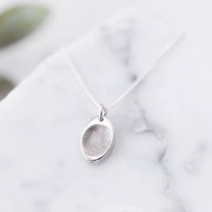 Silver Tiny Oval Fingerprint Necklace