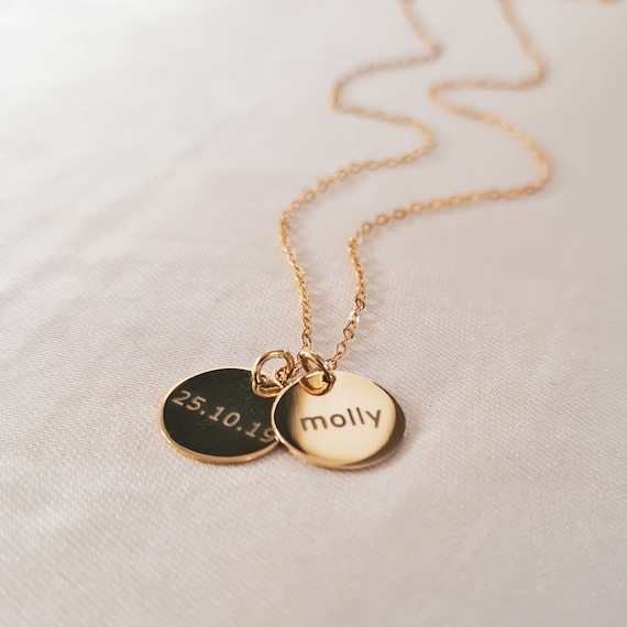 Valentines Gift for Her - Personalised Engraved Initials & Date Pendan –  Honey Willow - handmade jewellery