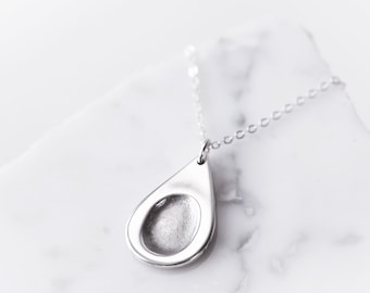 Silver Fingerprint Teardrop Necklace