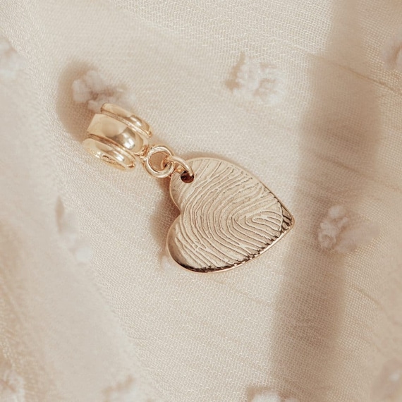 Personalised Gold Mini Fingerprint Heart Charm With Pandora Fitting Etsy