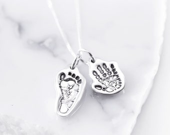 Personalised Silver Sculpted Hand Print, Foot Print or Paw Print Charm Necklace