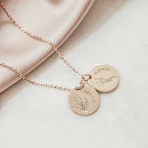 Personalised Engraved Gold Plated Handprint or Footprint & Name Disc Necklace