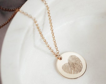 Personalised Silver Overlapping Fingerprint Heart Charm Necklace with Engraved Name