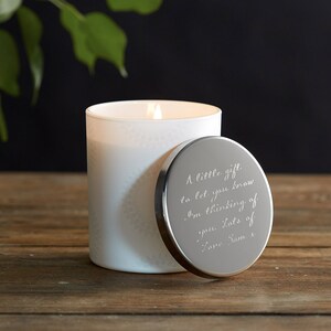 Personalised Scented Candle with Hand and Foot Print Engraved Lid / Luxury re-usable Jar image 6