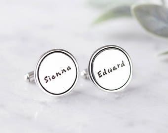 Personalised Sterling Silver Name Cuff Links