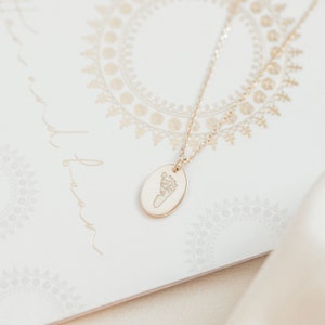 Personalised Footprint Oval Necklace