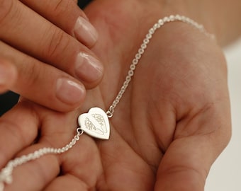 Personalised Footprint Heart Disc Bracelet