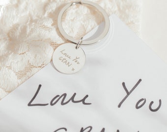 Personalised 'Own handwriting' Silver Charm Keyring