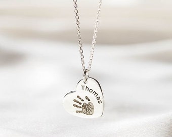 Silver Personalised Handprint And Footprint Necklace