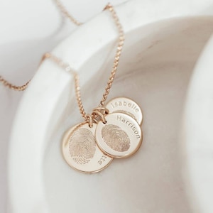 Personalized Multi Fingerprint and Name Disc Necklace
