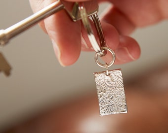 Personalised Silver Fingerprint Stamp Keyring