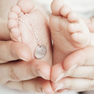 Silver or Gold Double-sided Fingerprint Pendant Charm Necklace
