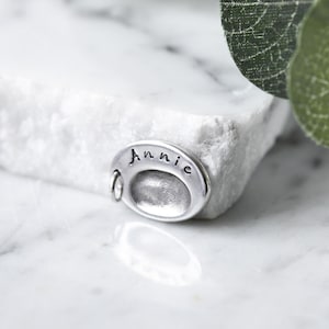 Personalised Solid Silver Oval Fingerprint Charm