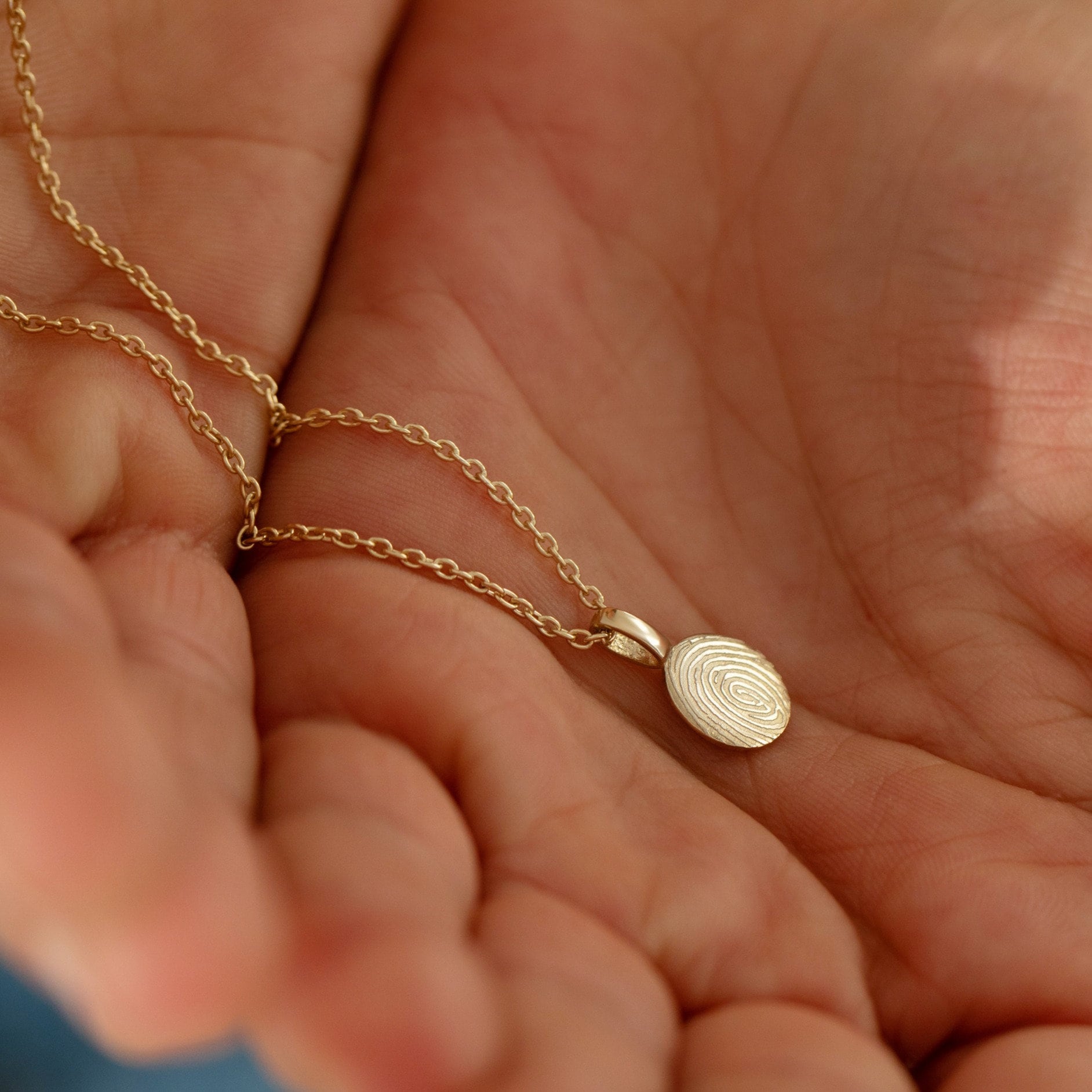 Personalised 9ct Gold Tiny Circle Fingerprint Necklace