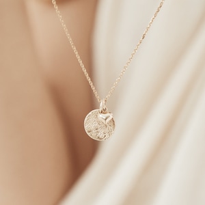 Personalised Gold Vermeil Fingerprint Stamp Charm Pendant Necklace With Puff Ball Heart