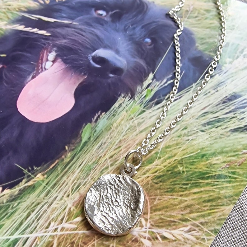 Silver Organic Dog Nose Print Necklace imagem 2