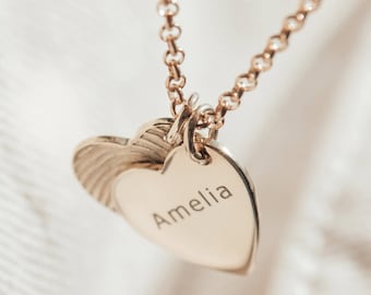 Personalised Fingerprint and Name Heart Charm Necklace