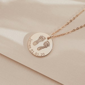 Personalised Footprint, Name And Date Necklace