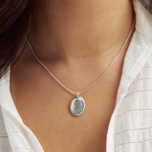 Silver Oval Fingerprint Charm Necklace