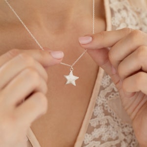 Personalised Small Fingerprint Star Necklace Sterling Silver