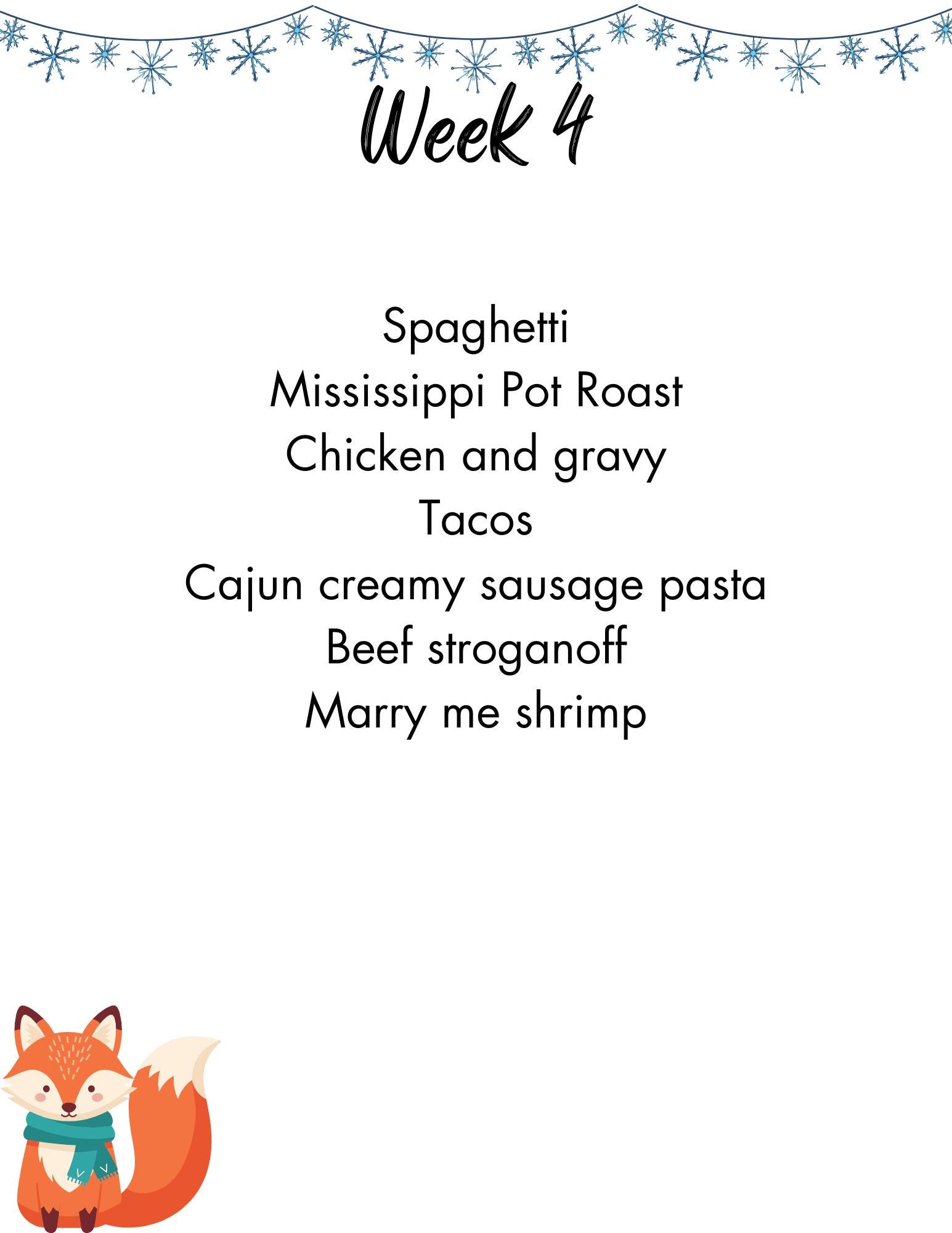 January Week 4 Meal Plan Printable | 7 Recipes Included - Etsy