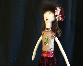 18 inch brown hair hand made doll