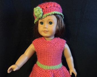 American girl doll knitted hot pink  outfit