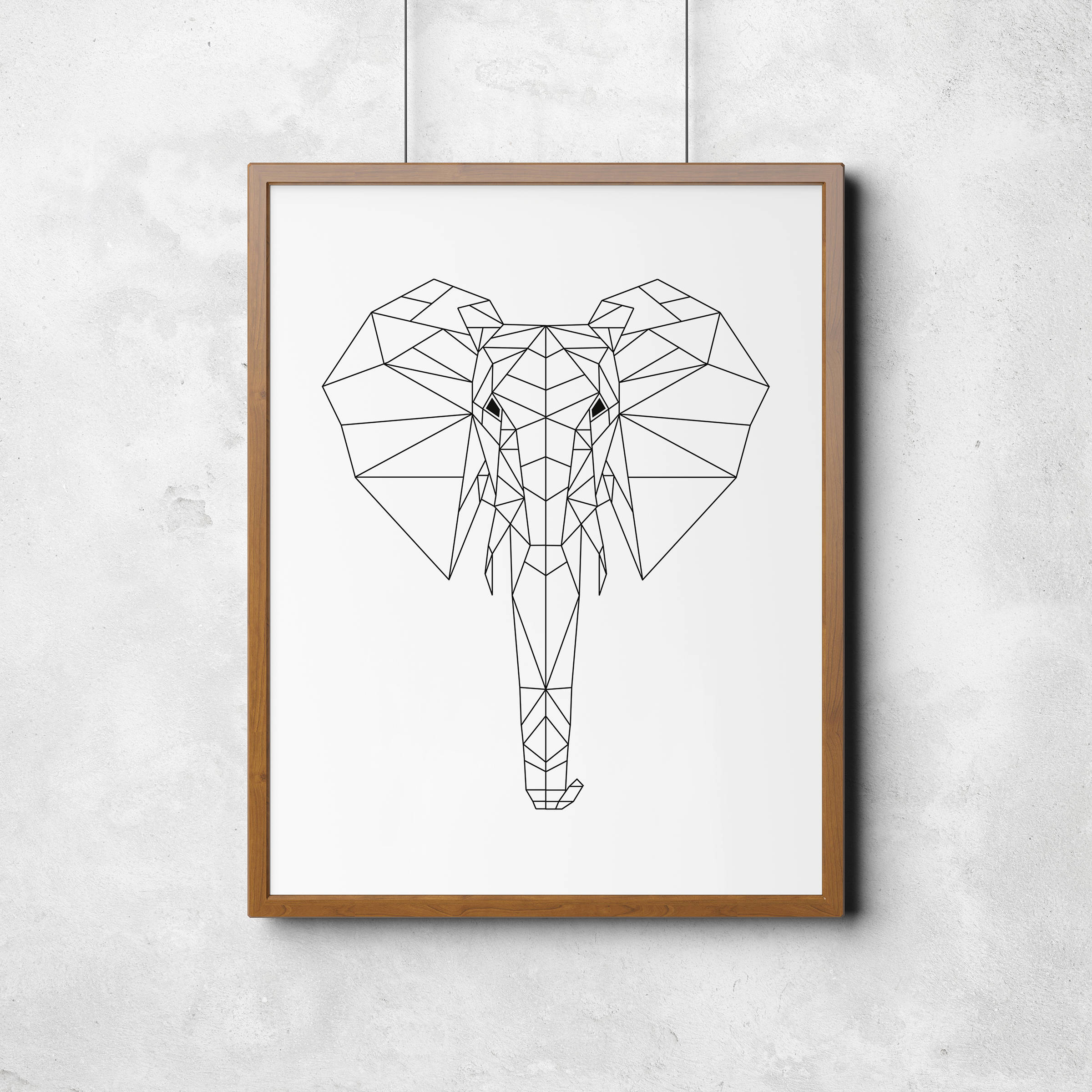 Geometric elephant Printable art polygonal elephant black Etsy
