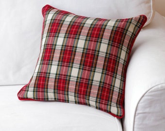 Christmas Tartan  Red  Plaid Pillow
