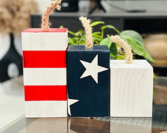 Handcrafted Patriotic Firecrackers, American Flag Decor