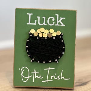 St. Patrick&#39;s Day Decor | Four Leaf Clover | Clover String Art | Pot of Gold | Wooden Sign | Shamrock Gifts | Luck Sign | Wee Bit Irish
