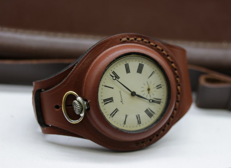 Antique WWI times new leather strap/wristband for pocket watch Etsy