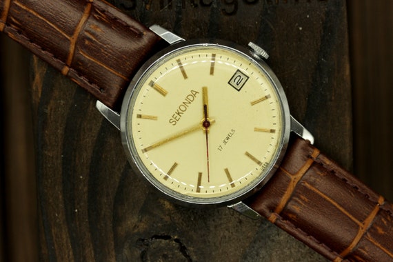 Men's Poljot Sekonda White Soviet Russian USSR Wat