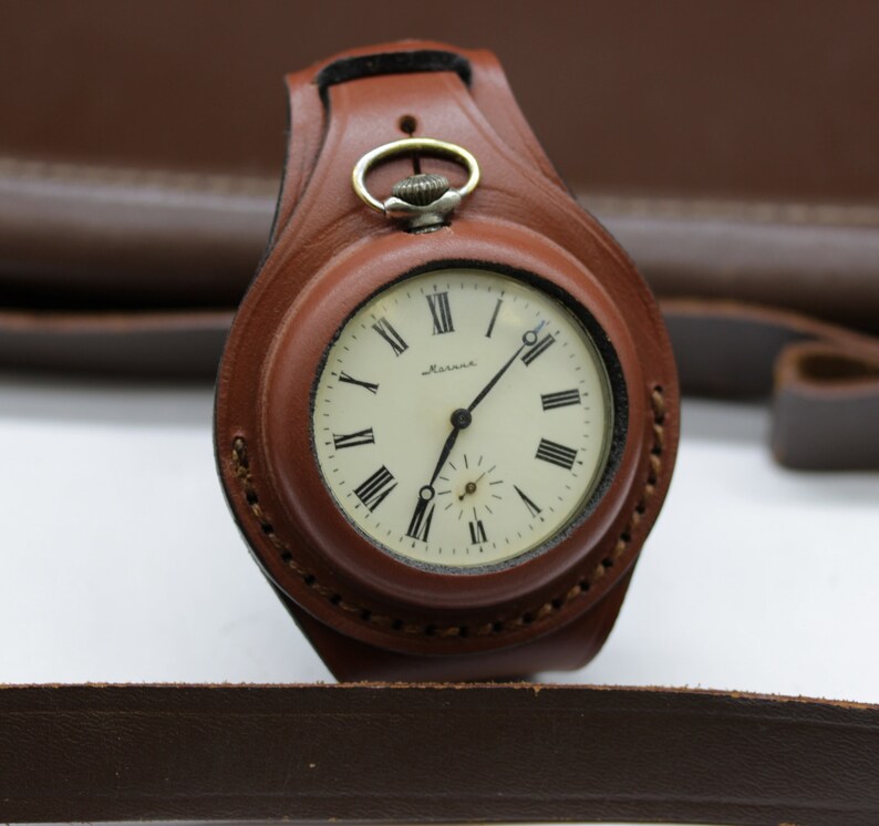 Antique WWI times new leather strap/wristband for pocket watch Etsy