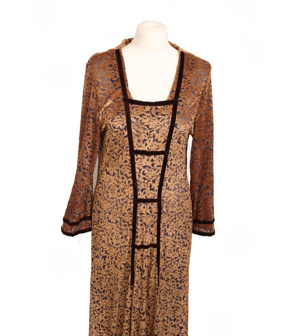 1960s 1970s devore velvet dress size M/L - image 6