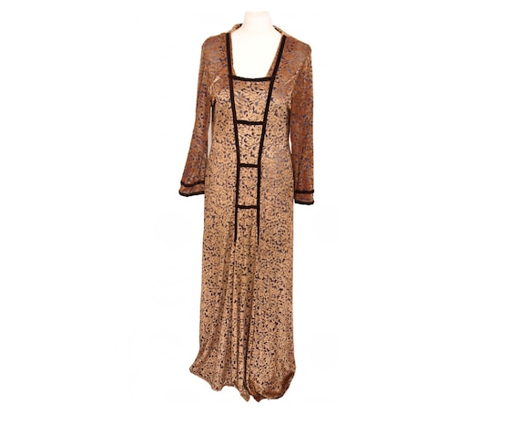 1960s 1970s devore velvet dress size M/L - image 1