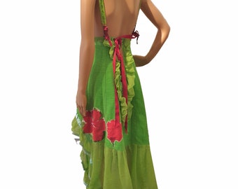 90's Vintage Couture 'frida Kahlo' Mexican Side Split Green Dress Size UK 8  - Etsy
