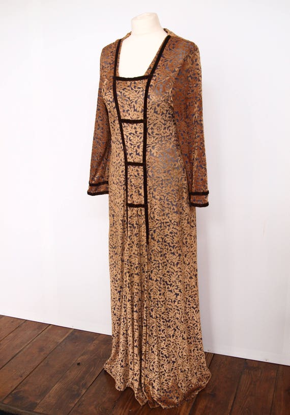 1960s 1970s devore velvet dress size M/L - image 2