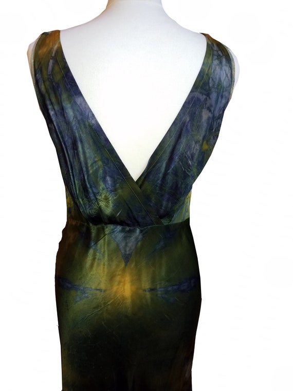 Bias cut 1930s-40s tie dye dress with lace and be… - image 8