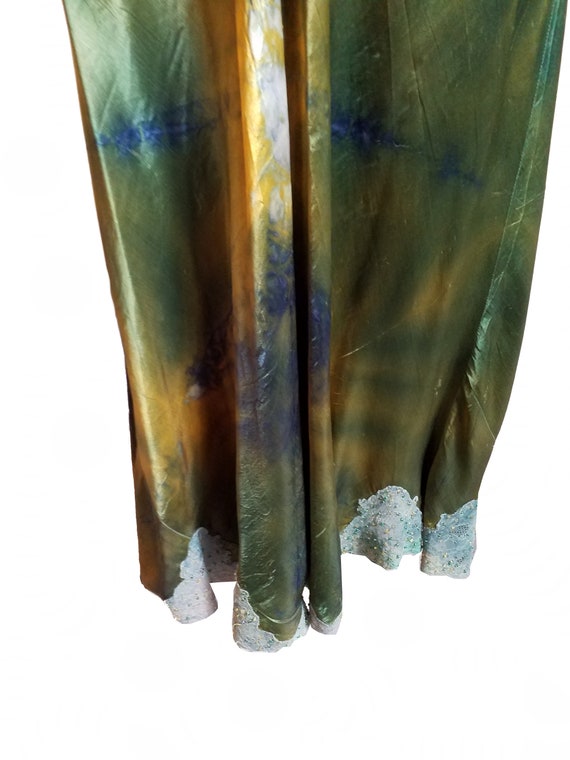 Bias cut 1930s-40s tie dye dress with lace and be… - image 7